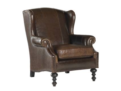 Batik Leather Wing Chair