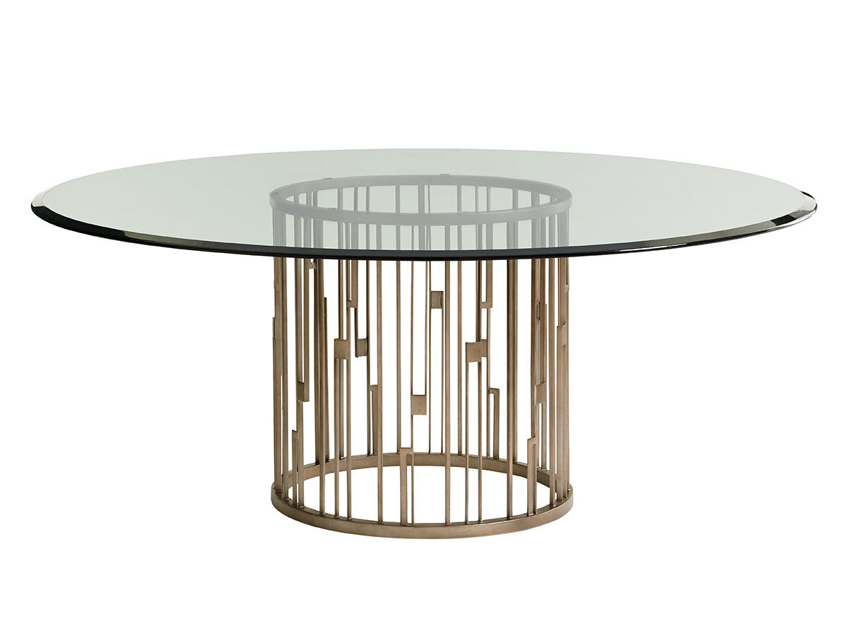 Rendezvous Round Metal Dining Table With Glass Top Lexington Home Brands