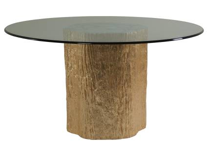 Trunk Segment Round Dining Table With Glass Top-Gold Leaf