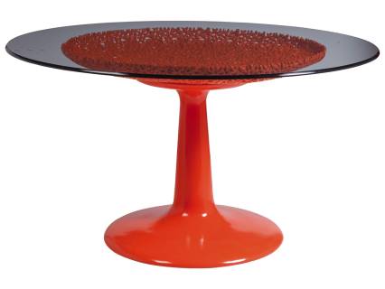 Seascape Orange Dining Table With Glass Top