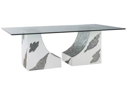 Contango White Rectangular Glass Top Dining Table