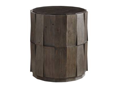 Everett Round Travertine End Table