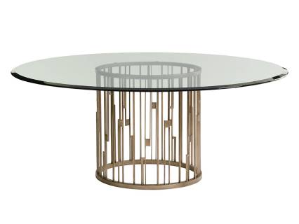 Rendezvous Round Metal Dining Table With Glass Top