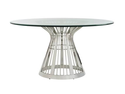 Riviera Stainless Dining Table With Glass Top