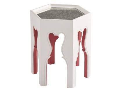 Bilbao Hexagonal End Table With Coral Accents