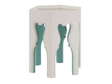 Bilbao Hexagonal End Table With Teal Accents