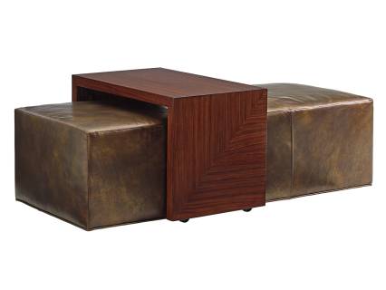 Broadway Leather Cocktail Ottoman With Slide