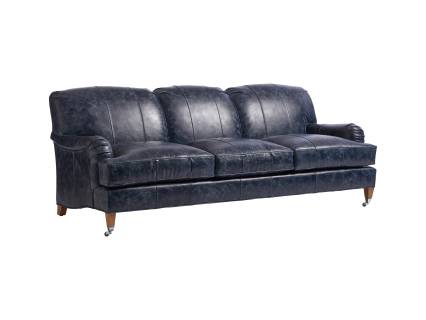 Sydney Leather Sofa With Pewter Caster