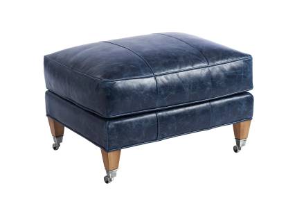 Sydney Leather Ottoman With Pewter Casters