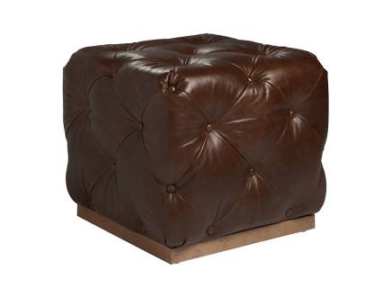 Auburn Leather Ottoman