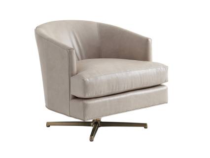 Graves Leather Swivel Chair - Brass
