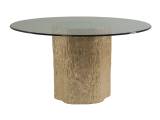 Trunk Segment Round Dining Table With Glass Top-Gold Leaf