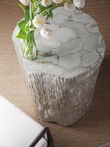 Trunk Segment Round Dining Table With Glass Top Silver Leaf