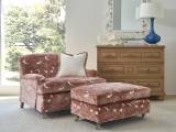 Athos Ottoman W/Pewter Casters