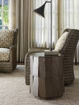 Everett Round Travertine End Table