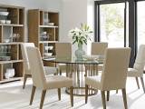 Rendezvous Round Metal Dining Table With 72 Inch Glass Top