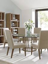 Rendezvous Round Metal Dining Table With 72 Inch Glass Top