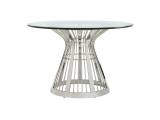 Riviera Stainless Dining Table With 60 Inch Glass Top