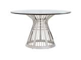 Riviera Stainless Dining Table With 60 Inch Glass Top