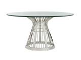 Riviera Stainless Dining Table With 60 Inch Glass Top