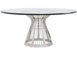 Riviera Stainless Dining Table With 60 Inch Glass Top