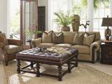 Heather Leather Cocktail Ottoman