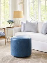 Three Arch Leather Swivel Ottoman