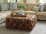 Laurel Leather Cocktail Ottoma