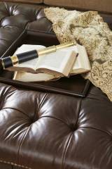 Heather Leather Cocktail Ottoman