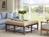 Carillon Leather Cocktail Ottoman W/Removable Tray