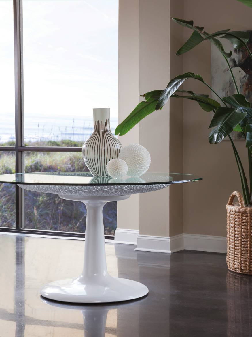 Seascape White Dining Table With Glass Top Lexington Home Brands