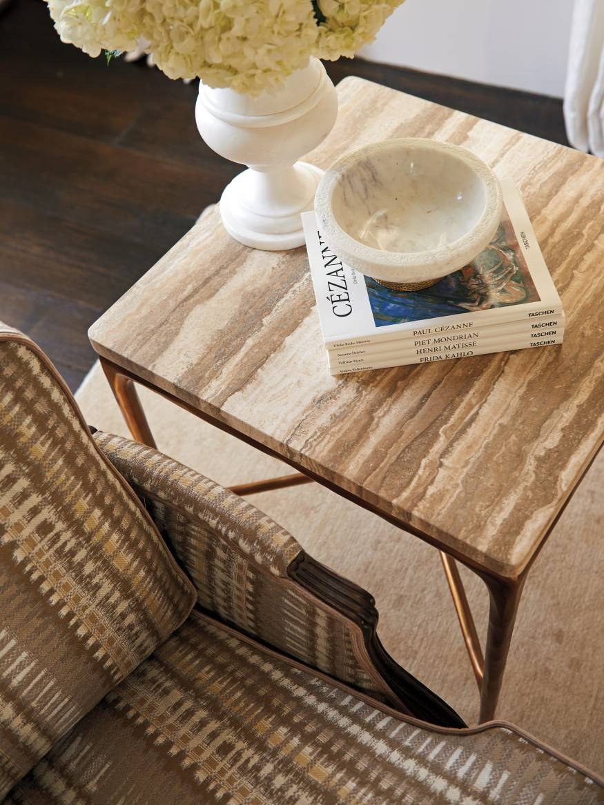 Menlo Park Metal End Table With Stone Top Lexington Home Brands